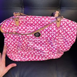 Bright Pink Print Coach Bag